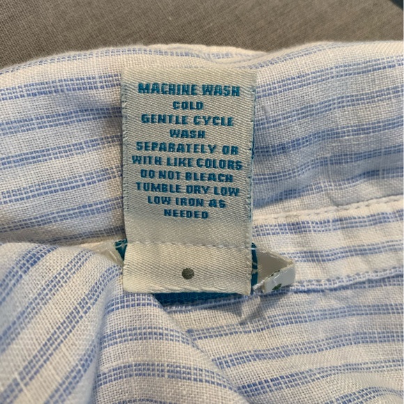 Sundance Classic Memories Blue & White Striped Linen Tunic Top Size Large Petite - Picture 4 of 15